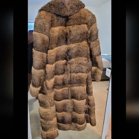 Vintage Elan 100% French Rabbit Fur Coat Size L Brown Mid Length - Picture 4 of 10
